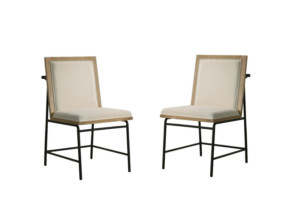 Tate Oak Finish 47" Round Dining Table Set with Cream Color Upholstered Chairs