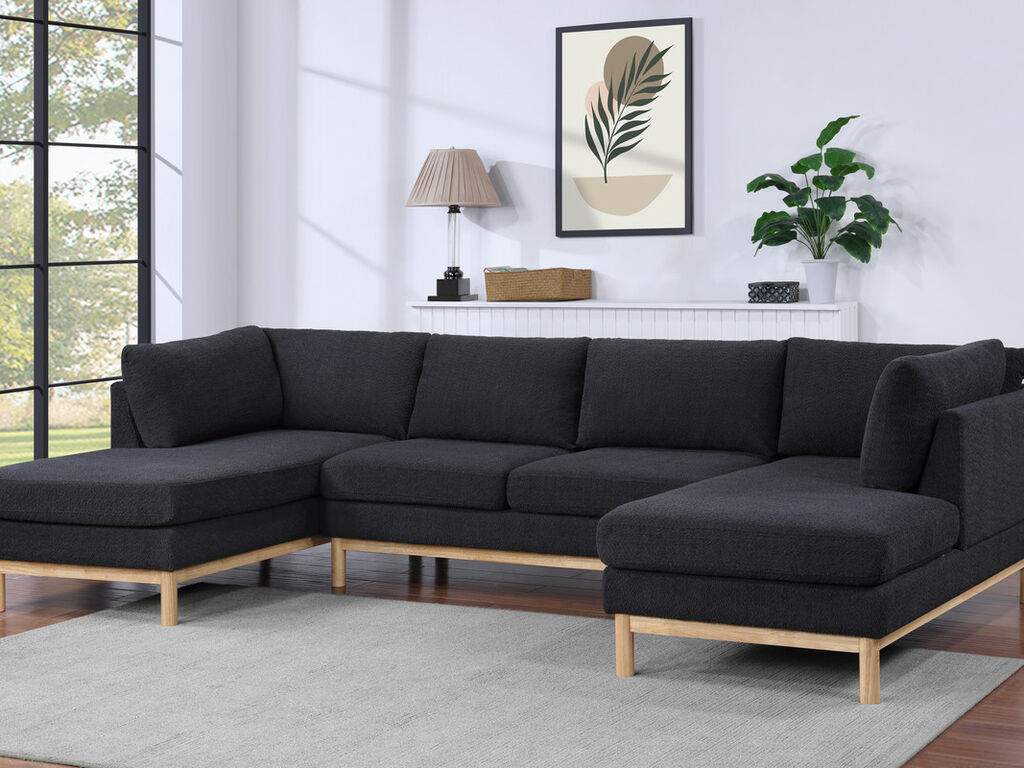 Hallie Sherpa Double Chaise U-Shape Sectional Sofa